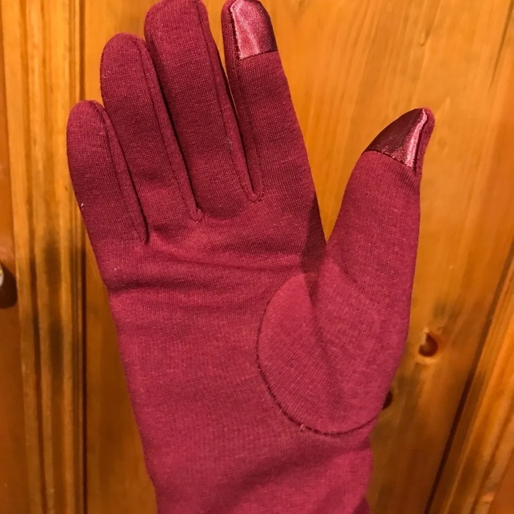 Burgundy Bling Fleece Texting Gloves